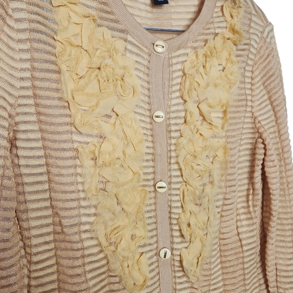 ST. JOHN Ruffle Wool Blend Cardigan - Picture 5 of 11